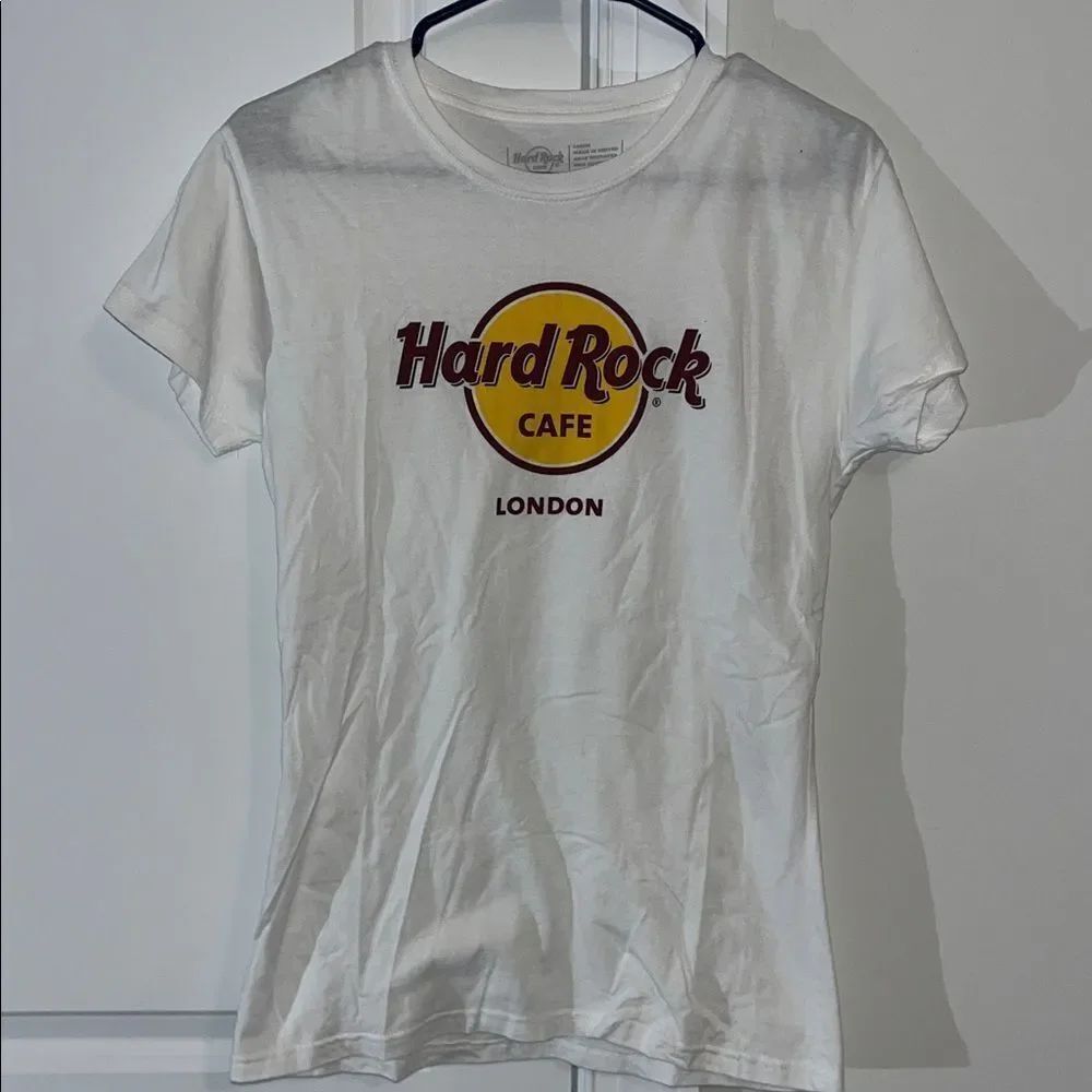 Vintage Hard Rock Cafe London England T-Shirt worn White Graphic Print 90s Sz L
